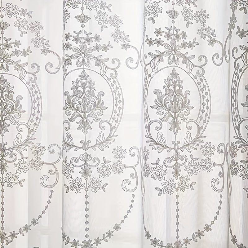 Yarn Home Decor - 1pc White Embroidered Sheer Curtain European