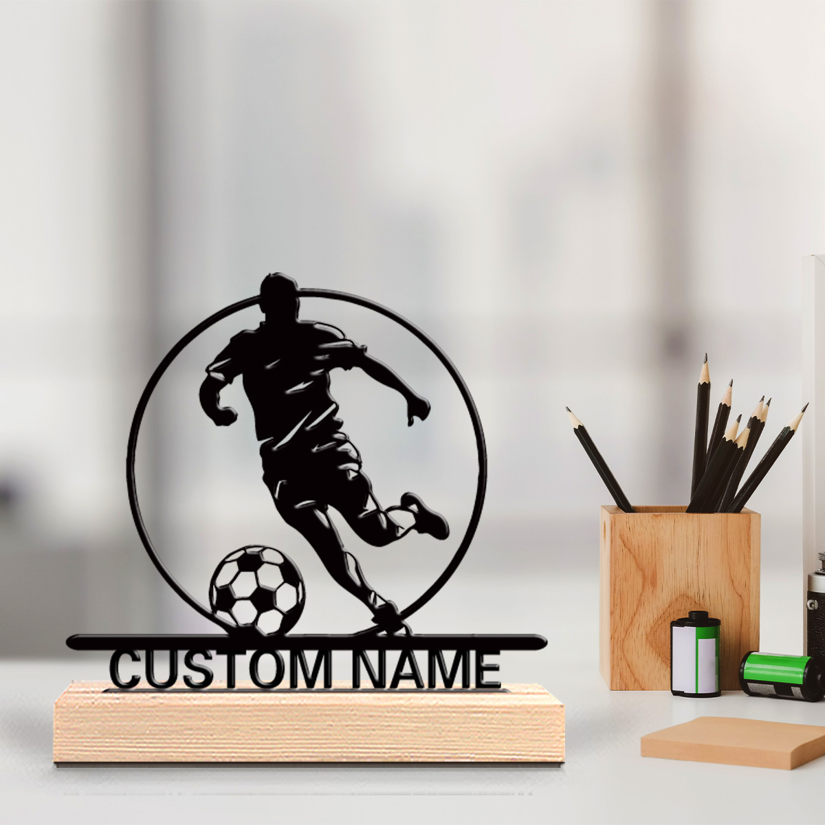Home Decor Statue - Custom Soccer Player Metal Statue with