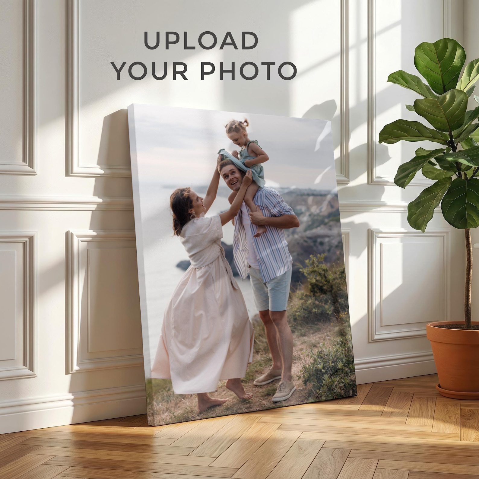 Home Decor Xmas - Personalized Photo Canvas, Custom Family Wall