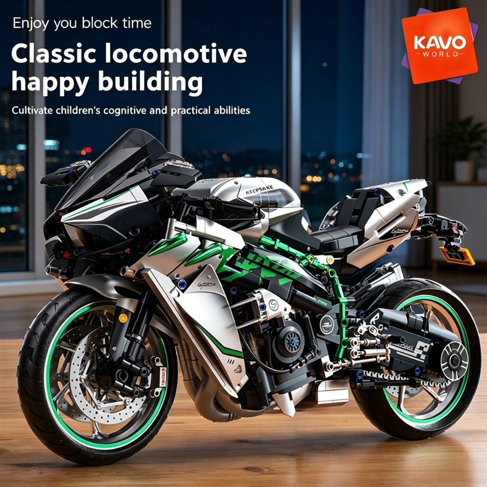 Home Decor On Wheels - KAVOWORLD 1:5 Classic Locomotive Motorcycle Building