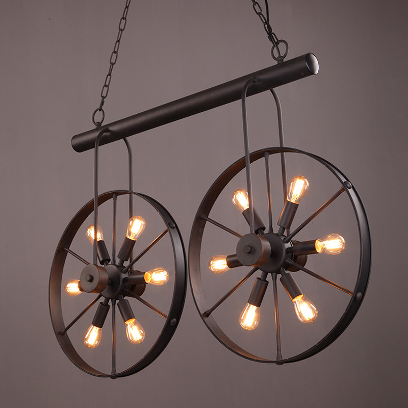 Home Decor On Wheels - Retro Vintage Wheel chandelier cafe restaurant