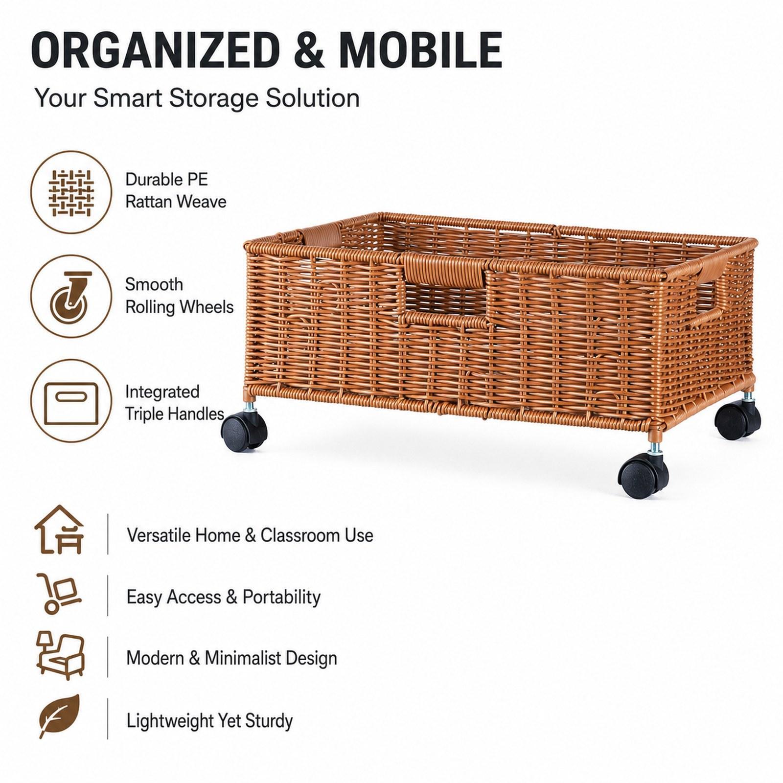 Bathroom Storage Basket with W - Home Decor On Wheels ulasan dan harga