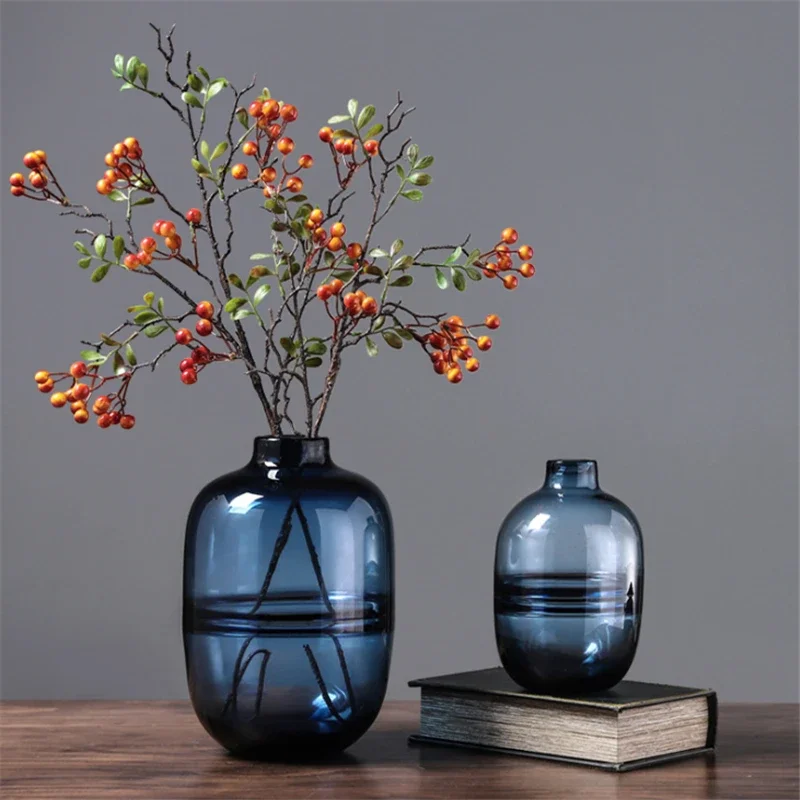 Minimalist Blue Black Glass Va - Glass Vase Nordic ulasan dan harga