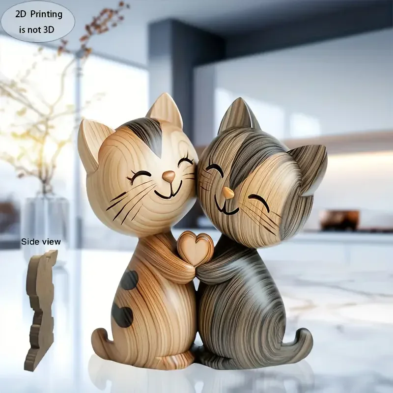 Wooden Kitten Couple Sculpture - Home Decor Enthusiast ulasan dan harga