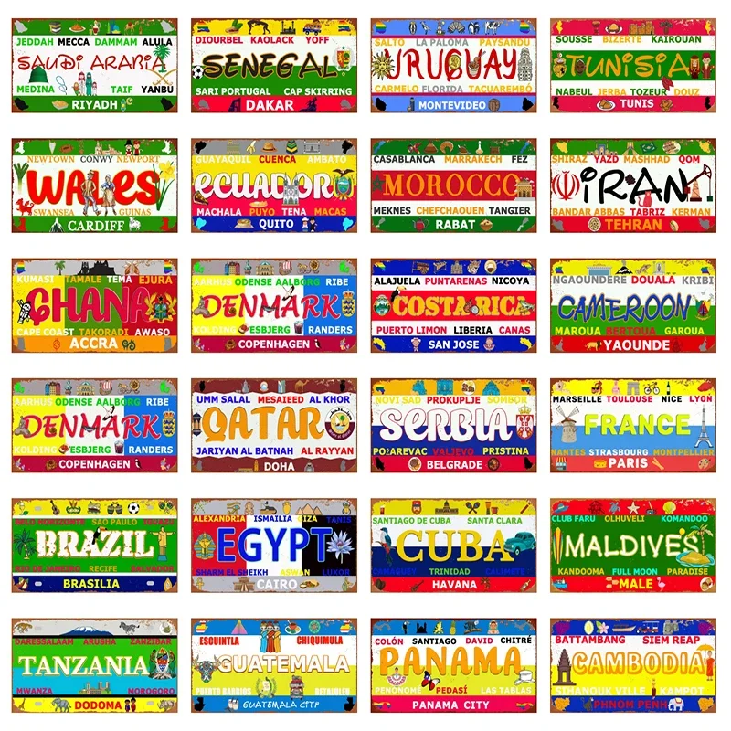 Qatar Tunisia Brazil Cuba Tin  - Home Decor Qatar ulasan dan harga