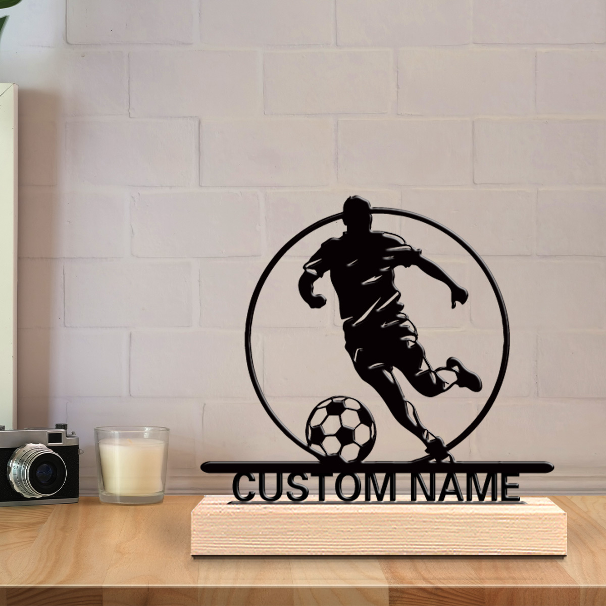 Custom Soccer Player Metal Sta - Home Decor Statue ulasan dan harga