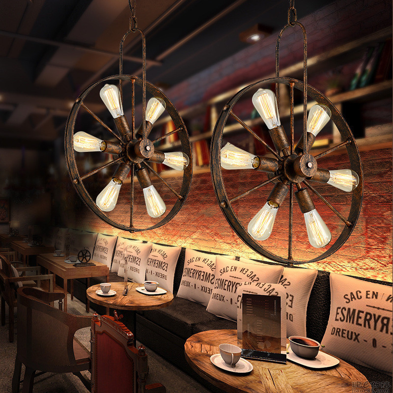 Retro Vintage Wheel chandelier - Home Decor On Wheels ulasan dan harga