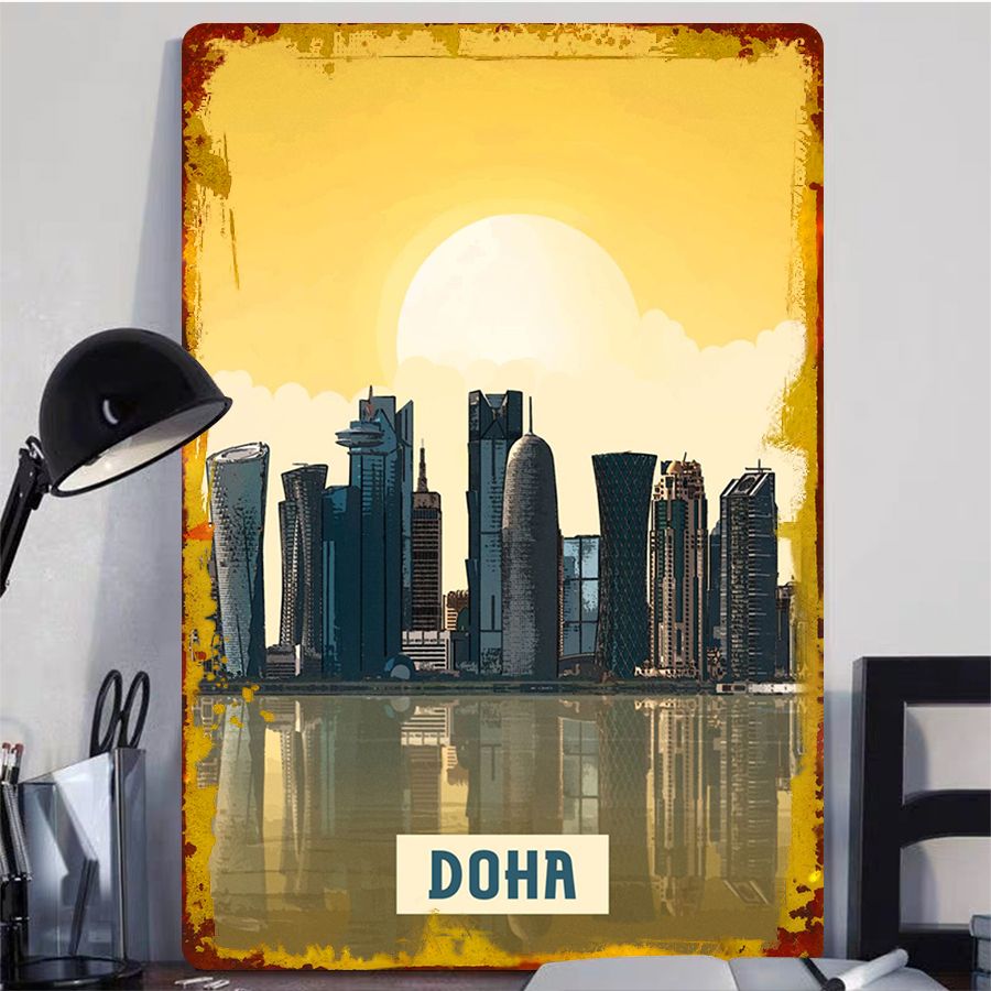 Doha Skyline Metal Wall Art Qa - Home Decor Qatar ulasan dan harga