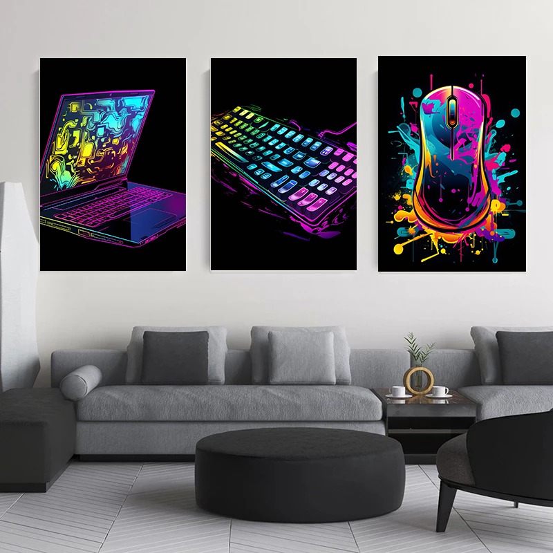 Watercolor Neon Video Game Pos - Home Decor Xbox Games ulasan dan harga