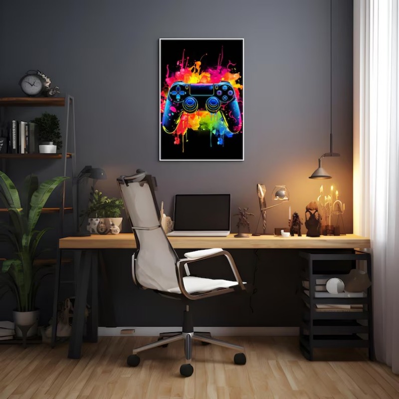 Watercolor Neon Video Game Pos - Home Decor Xbox Games ulasan dan harga